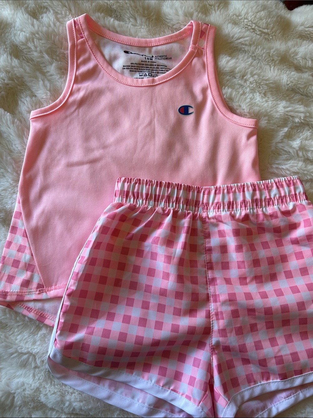Champion Pink Tank Top & Pink Gingham Shorts Kids